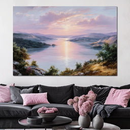 Pastel Sunrise Over Lake Fjord - NicheCanvas