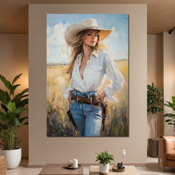 Cowgirl's Sunlit Respite - NicheCanvas
