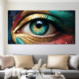 Golden Teal Visionary Eye Portrait - NicheCanvas