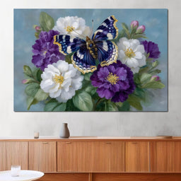 Sapphire Butterfly Bouquet - NicheCanvas