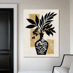 Botanical Vase Silhouette Gold - NicheCanvas