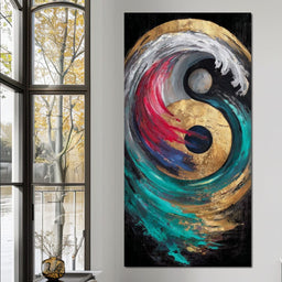 Golden Yin Yang Ocean Surge - NicheCanvas