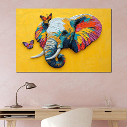 Elephant Harmony with Butterflies - NicheCanvas