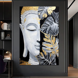 Golden Lotus Buddha Portrait - NicheCanvas