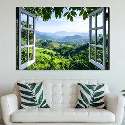 Open Window Over Terraced Valleys - NicheCanvas
