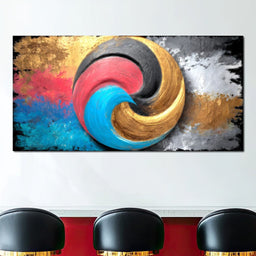 Golden Tricolor Swirl Energy Burst - NicheCanvas