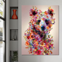Floral Bear Wild Garden Portrait - NicheCanvas