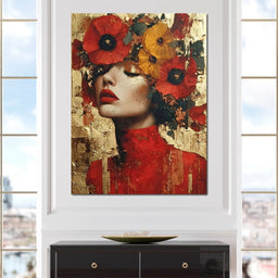 Golden Radiant Floral Muse - NicheCanvas