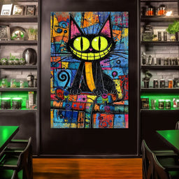 Neon Grin Alley Cat Pop - NicheCanvas