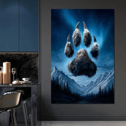 Celestial Wolf Paw Over Peaks - NicheCanvas