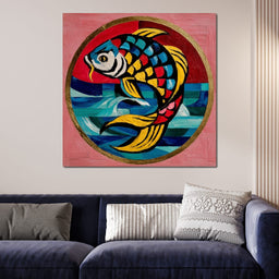 Colorful Koi Fish Mosaic Wave - NicheCanvas