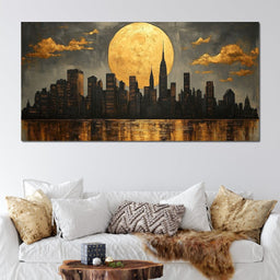 Golden Reflections Skyline - NicheCanvas
