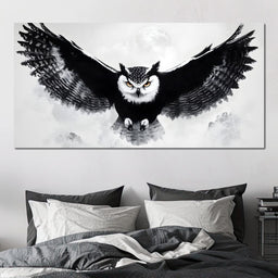 Nocturnal Owl Majesty Unfurled - NicheCanvas