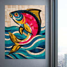Vibrant Tropical Fish Mosaic - NicheCanvas