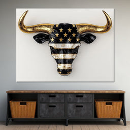Majestic Gold Horned Bull - NicheCanvas