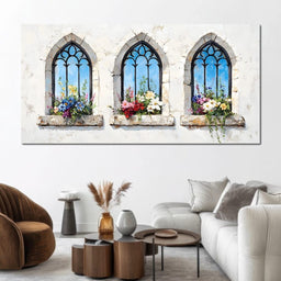Floral Elegance Through Arches - NicheCanvas