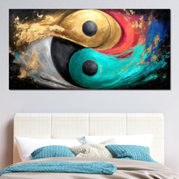 Celestial Duality Gold Turquoise - NicheCanvas