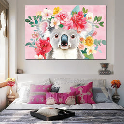 Floral Harmony with Koala - NicheCanvas