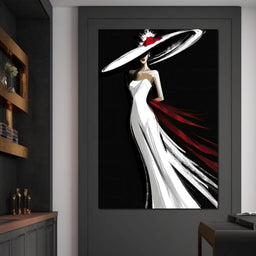 The White Dress - Elegant Silhouette - NicheCanvas