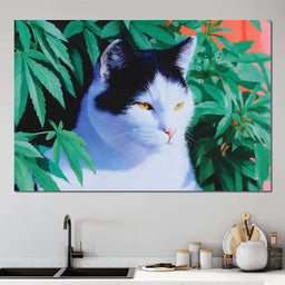 Feline Tranquility Green Garden - NicheCanvas