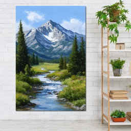 Alpine Peak River Meadow Sky - NicheCanvas