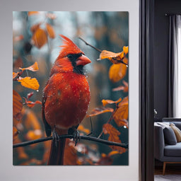 Autumn Cardinal's Perch - NicheCanvas