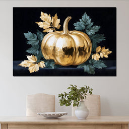 Golden Pumpkin Autumn Elegance - NicheCanvas