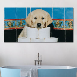 Golden Puppy Bathroom Roll Capers - NicheCanvas