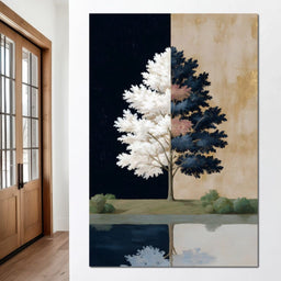 Dual Seasons Reflected Tree - NicheCanvas