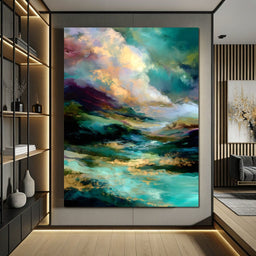 Aurora Tides of Golden Drift - NicheCanvas