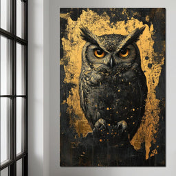 Golden Nocturnal Owl - NicheCanvas