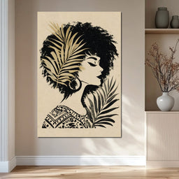 Tropical Noir Lady Silhouette - NicheCanvas