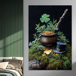 Lucky Clover Gold Pot - NicheCanvas