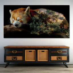 Sleeping Red Panda Forest Dream - NicheCanvas
