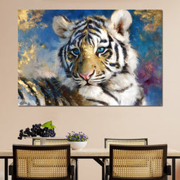 Golden Frost Tiger Portrait - NicheCanvas