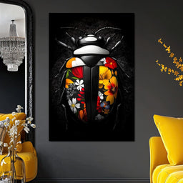 Floral Beetle Kaleidoscope - NicheCanvas