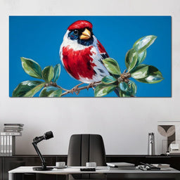 Radiant Plumage on Sky Branch - NicheCanvas