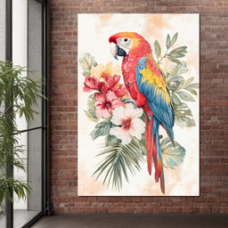 Tropical Parrot Floral Burst - NicheCanvas