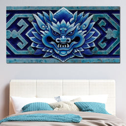 Cerulean Guardian Dragon Face - NicheCanvas