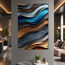 Colorful Wooden Waves 001 - Johanjjf - NicheCanvas