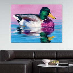 Vivid Mallard Duck Reflections - NicheCanvas