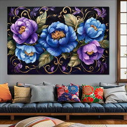 Midnight Floral Symphony - NicheCanvas