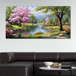 Spring Blossom Mountain Stream - NicheCanvas