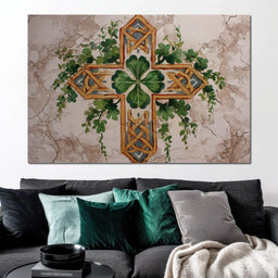 Celtic Cross Clover Wreath - NicheCanvas