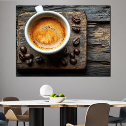 Espresso Essence on Rustic Wood - NicheCanvas