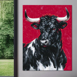 Bold Horned Bull Portrait - NicheCanvas