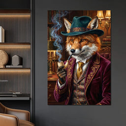 Gentleman Fox Smoking - NicheCanvas