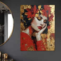 Golden Petals Dreaming Beauty - NicheCanvas