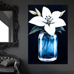 Petals In Glass Reflection - NicheCanvas