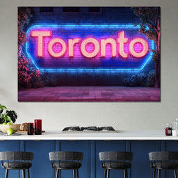 Toronto Neon Nightscape - NicheCanvas